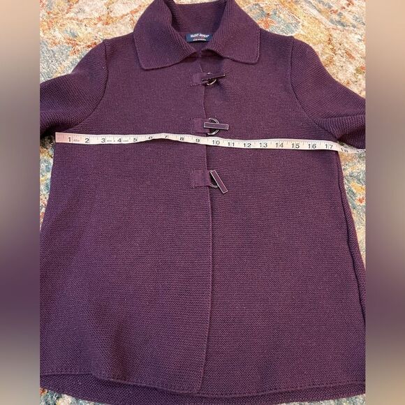 Saint James Plum Grape Sweater Cardigan Knit Wool blend Buttons sz 6 - Picture 6 of 7